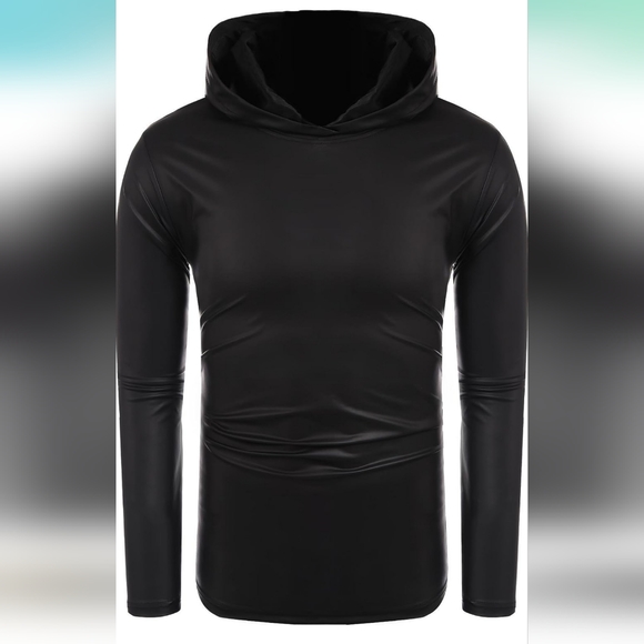 COOFANDY Men's Nightclub Style Metallic Shiny Casual Long Sleeve Pullover Hoodie - Picture 1 of 6